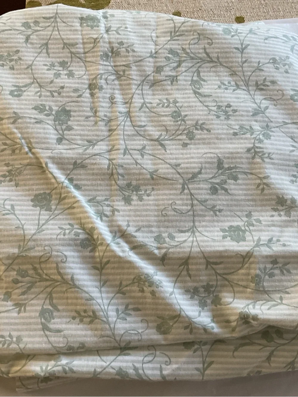 Laura Ashley Cottage Rose Floral W/Green Stripes Twin Sheet Set 3PCS-Vintage